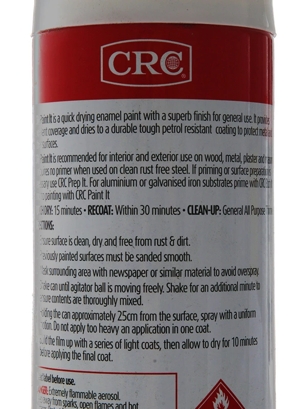 CRC Paint It Quick Dry Enamel Spray Paint 400ml White Gloss 3 CRC Paint It Quick Dry Enamel Spray Paint 400ml White Gloss