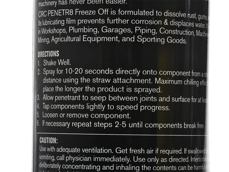 CRC Penetr8 Freeze Off Lubricant Aerosol 400ml 4 CRC Penetr8 Freeze Off Lubricant Aerosol 400ml - Image 2